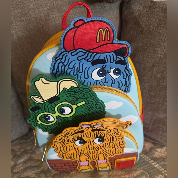 McDonald's Vintage Fry Kids Triple Pocket Mini Backpack NWT - Picture 1 of 6